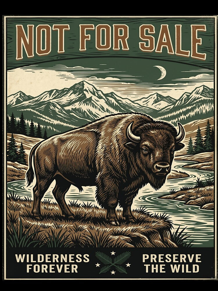 American Bison — Wilderness Is Not For Sale — Conservation Art by MālamaThreads