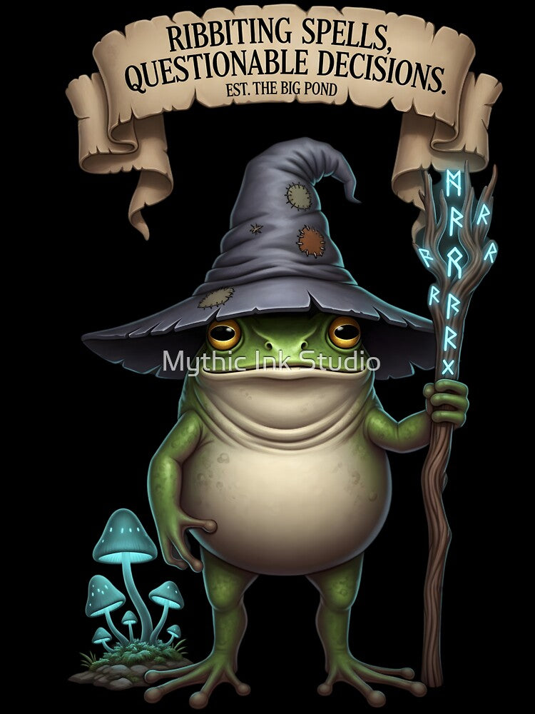 Frog Wizard of the Mossy Forest – Goblincore Fantasy Frog by Mythic Ink Studio