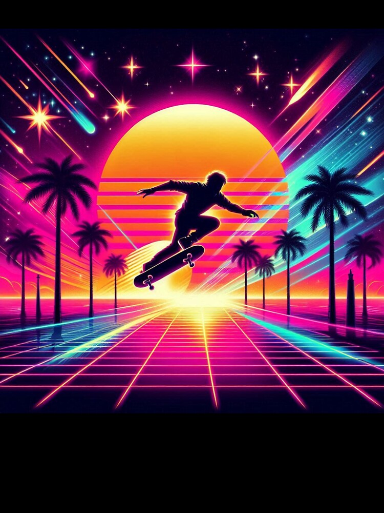 Retro Sunset Skateboarding – Synthwave Vibes by Dogandesighn