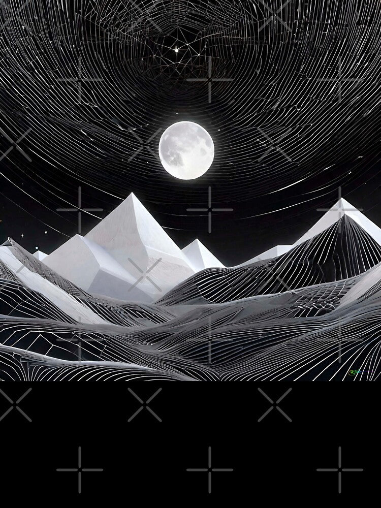Magic Moon Mountains - Surreal Geometry Landscape 711 by Benito Del Ray