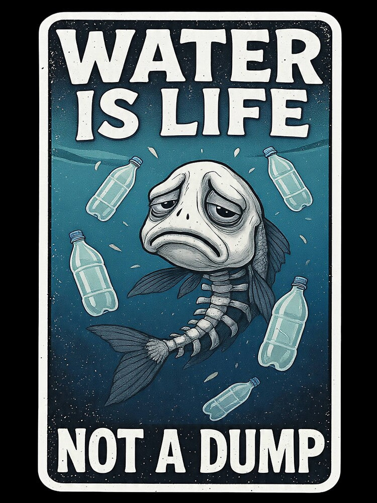 Water Pollution Awareness Fish Skeleton Sticke by Gscode