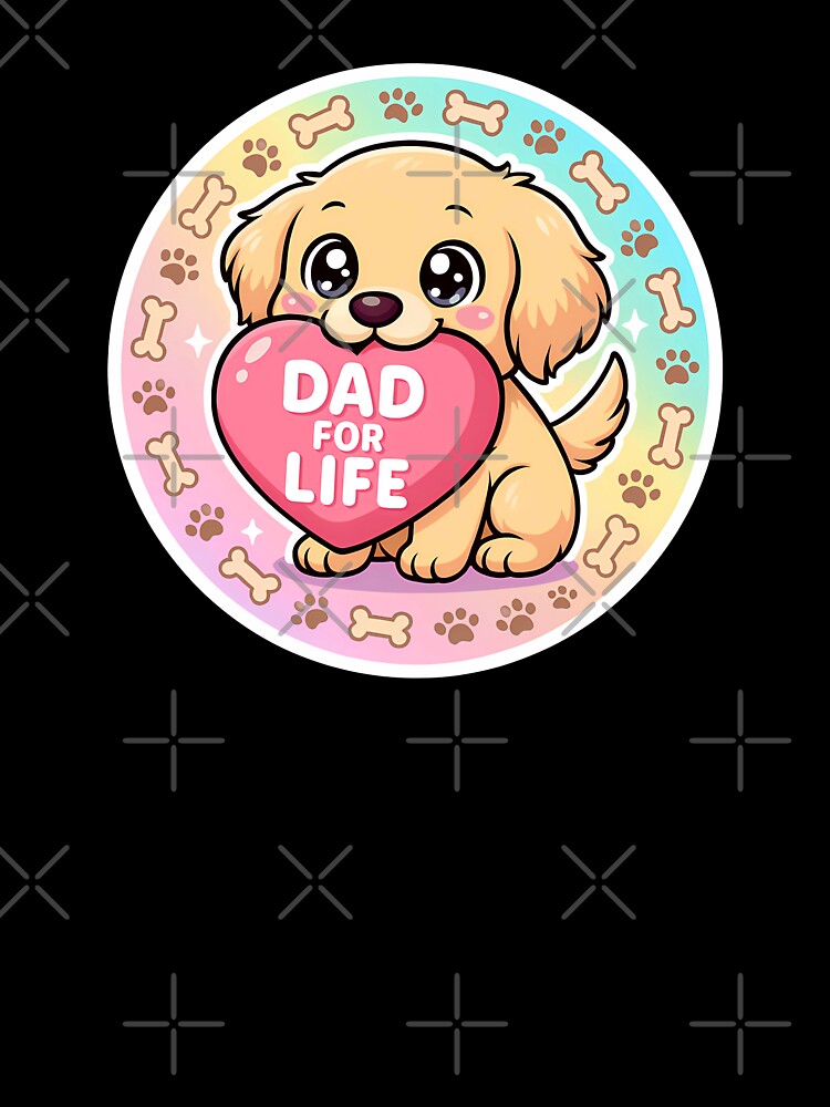 Fathers Day : Dad For Life - Cute Golden Retriever Puppy Heart Sticker by Nuist25