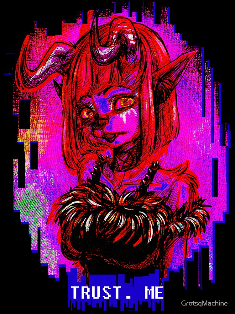Trust Me Cute Demon Goth Furry Girl Inviting Gaze by GrotsqMachine