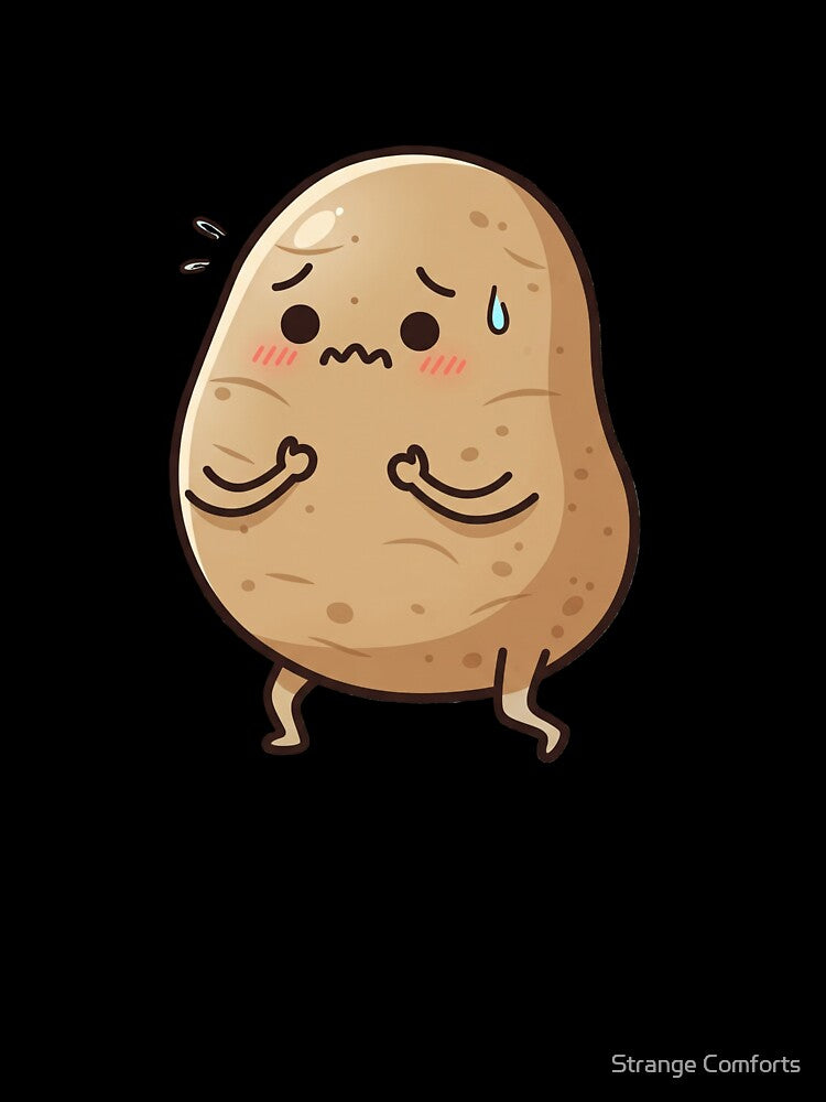 Worried Potato – Funny Anxiety Mascot Art Purple by Strange Comforts