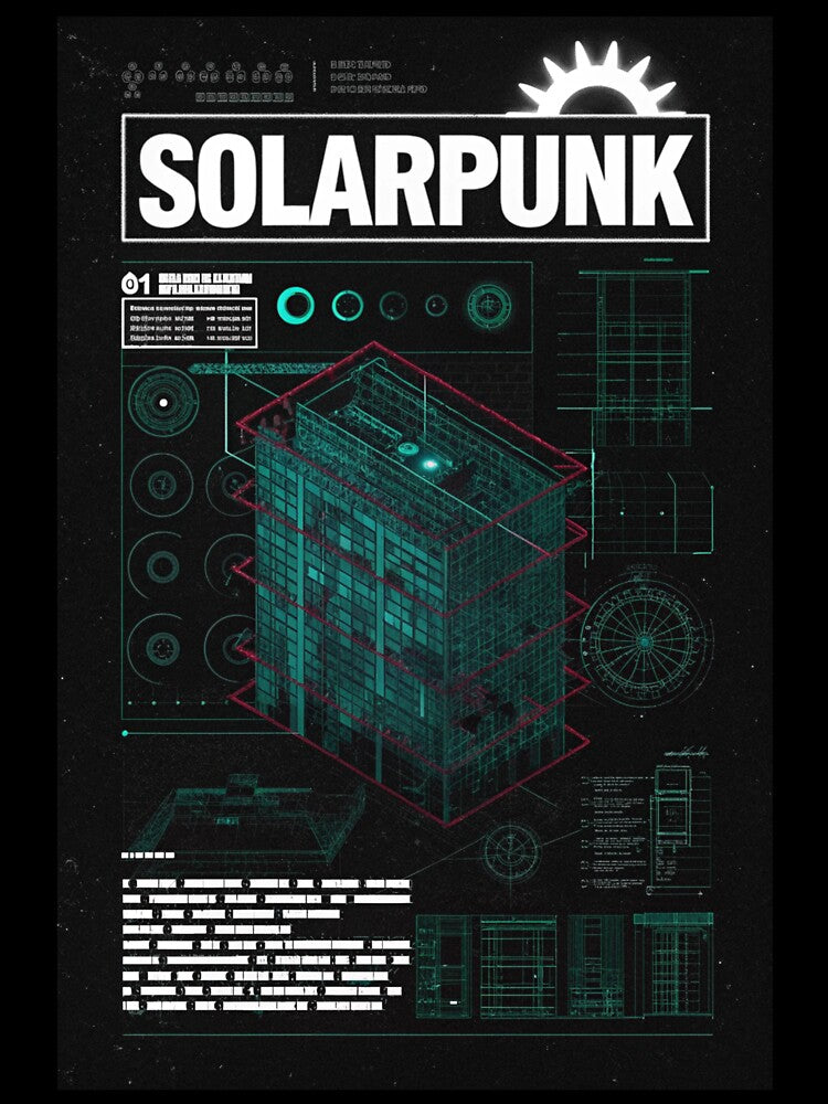 Solarpunk: Isometric Blueprint View by Raw-Ink