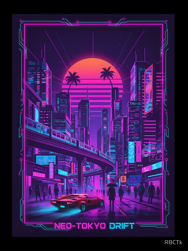 Neon Cyberpunk Cityscape Retrowave Synthwave Art 2 by RBCTk