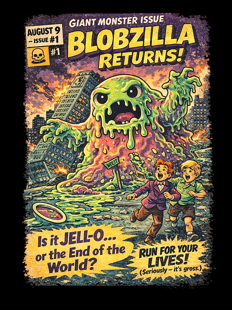 Blobzilla Returns! – Vintage Sci-Fi Comic Parody Poster by SoulenCify