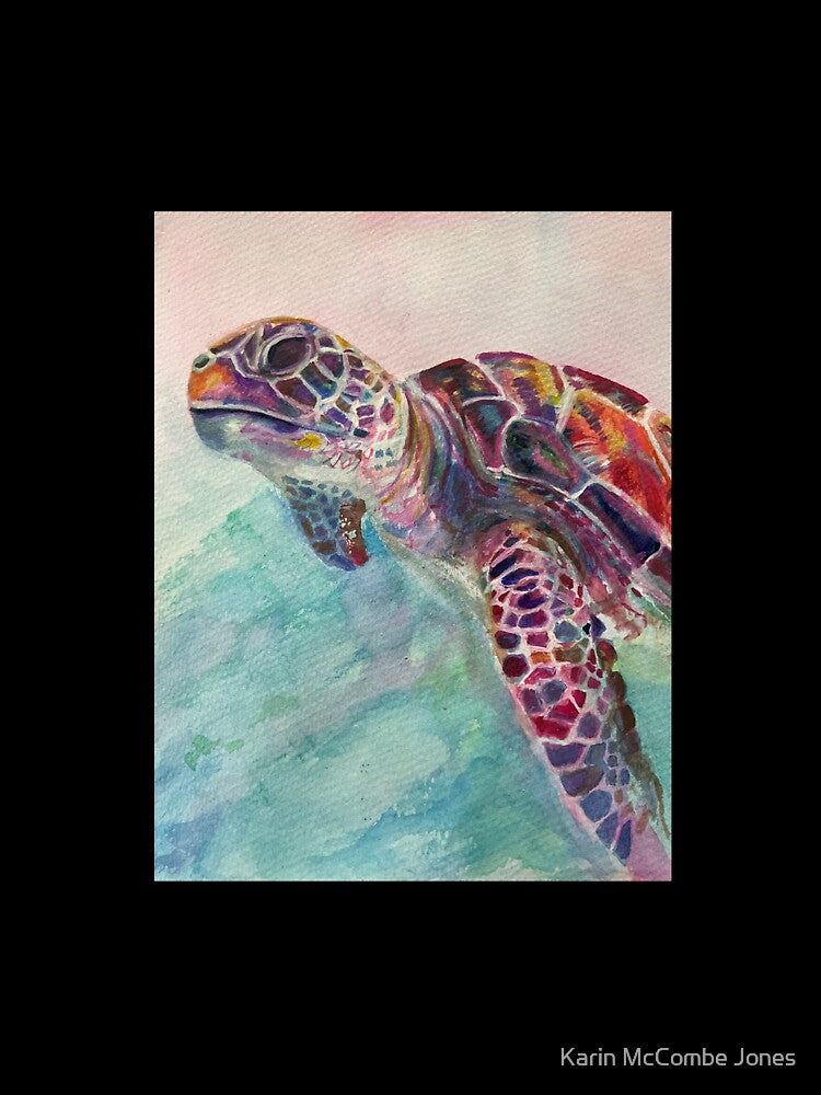 Turtle Loggerhead watercolour (sideview) by Karin McCombe Jones
