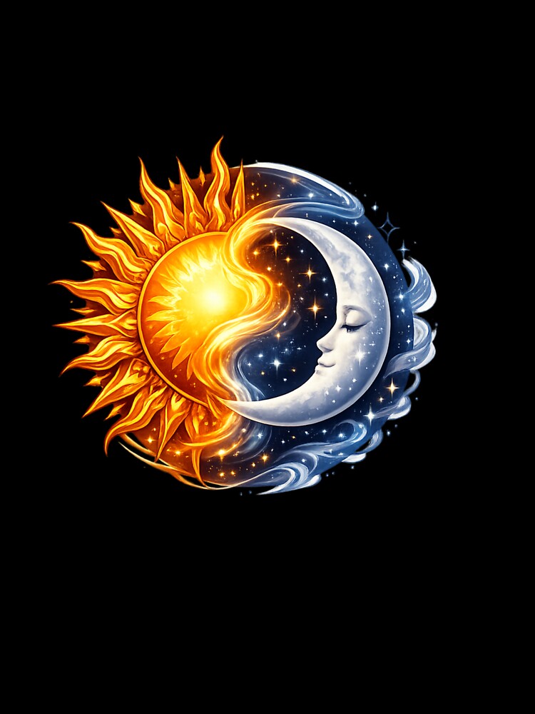 Sun and Moon Balance Celestial Yin Yang – Cosmic Spiritual Sun Moon Harmony Design by ArtWaveStudio8