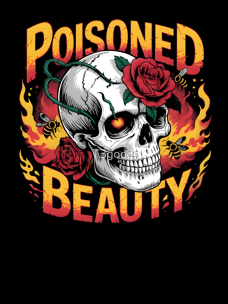 Poisoned Beauty – Dark Aesthetic Floral Skull T-Shirt by T3goods