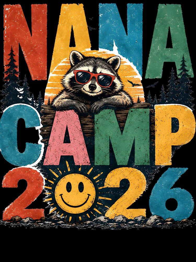 Nana Camp 2026 Retro Raccoon Grandma Summer Vacation Gift by AnnDesignStudio