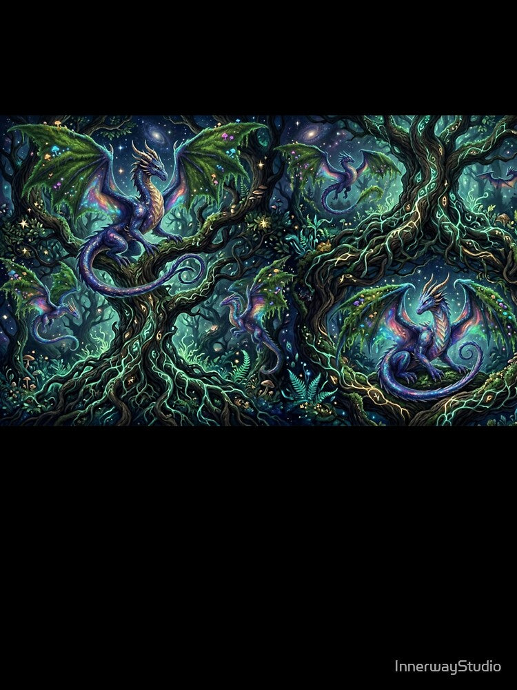 Opal Scale Drake - Mossy Wings & Glowing Mushrooms Pattern by InnerwayStudio