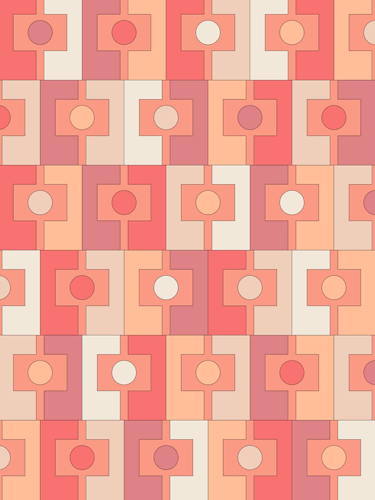 Rektangel Peach Pink Retro Contemporary Pastel Geometric Pattern by kierkegaard