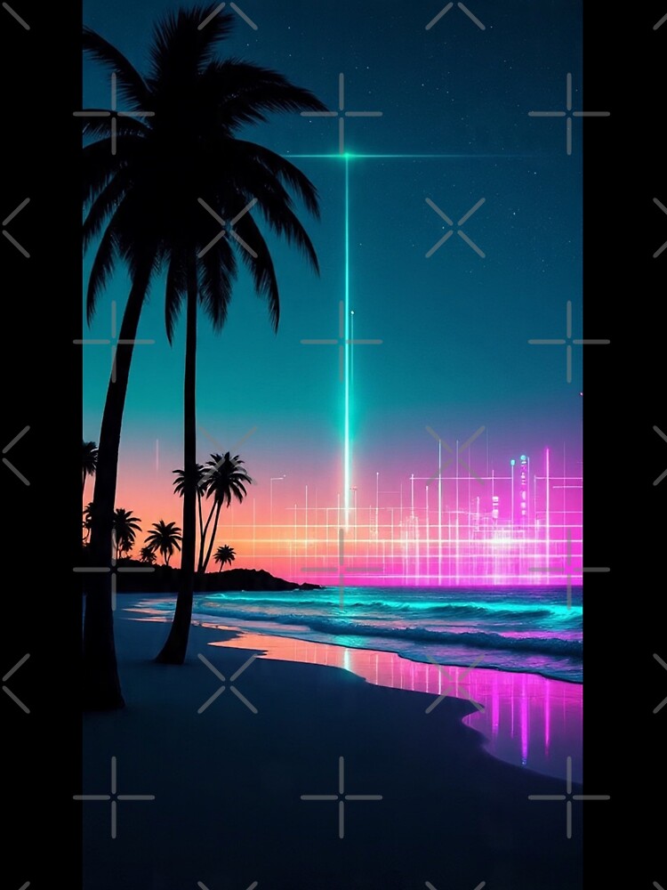 Paradise Lost | Neon Synthwave Landscape Art Print by Esterlane