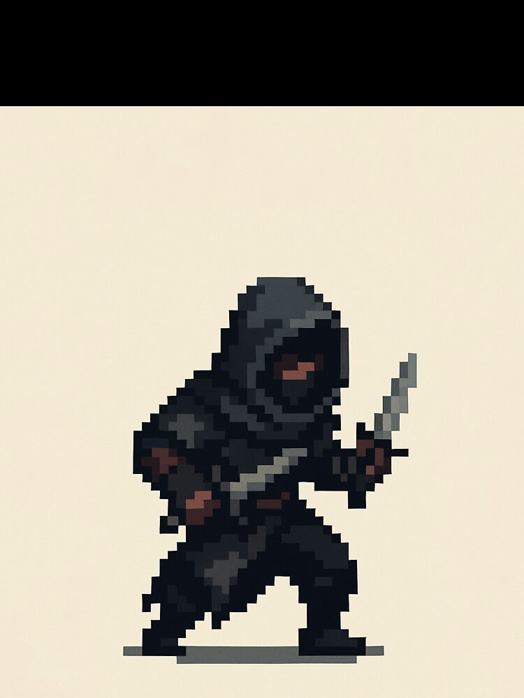 Pixel Rogue – Stealthy Retro RPG Assassin Pixel Art by PrometheusStyle