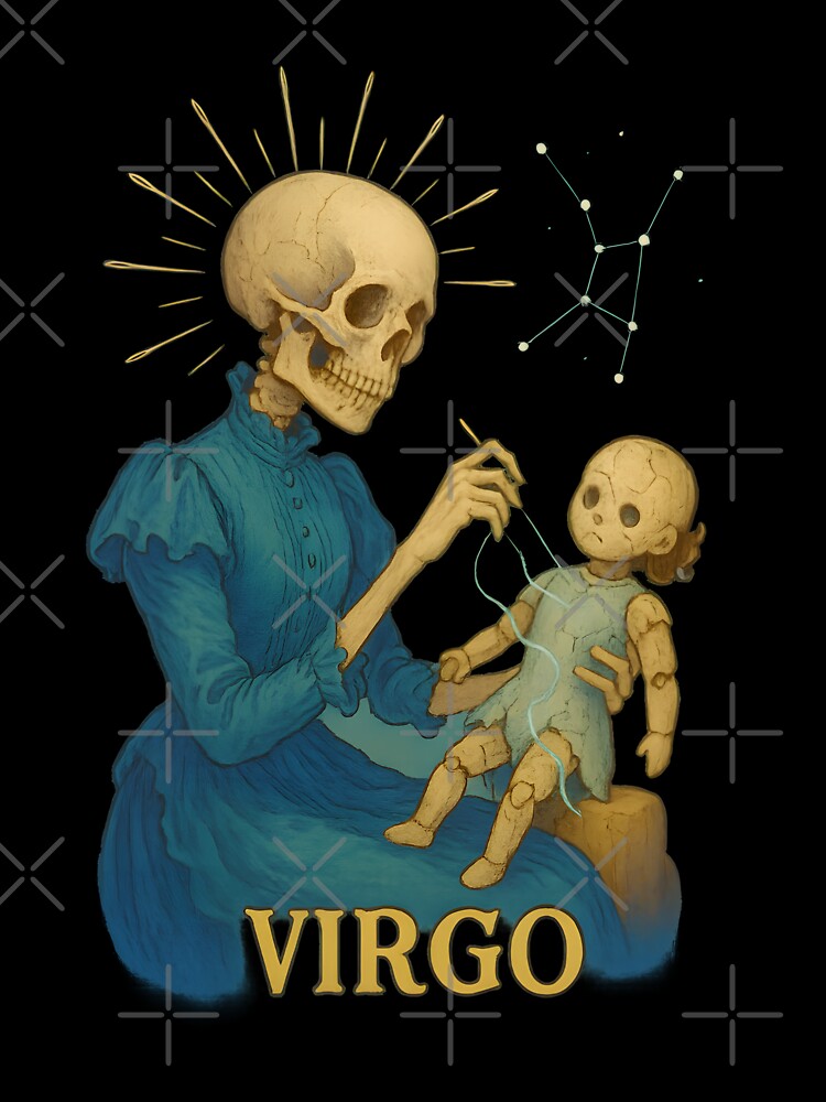 Virgo Skeleton Sewing a Broken Doll by Ironicdoll