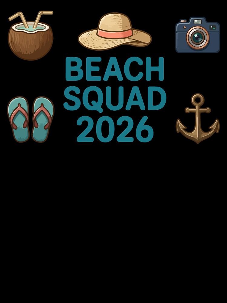Beach Squad 2026 Summer Essentials Vacation Icon Art by PixelWaveBD