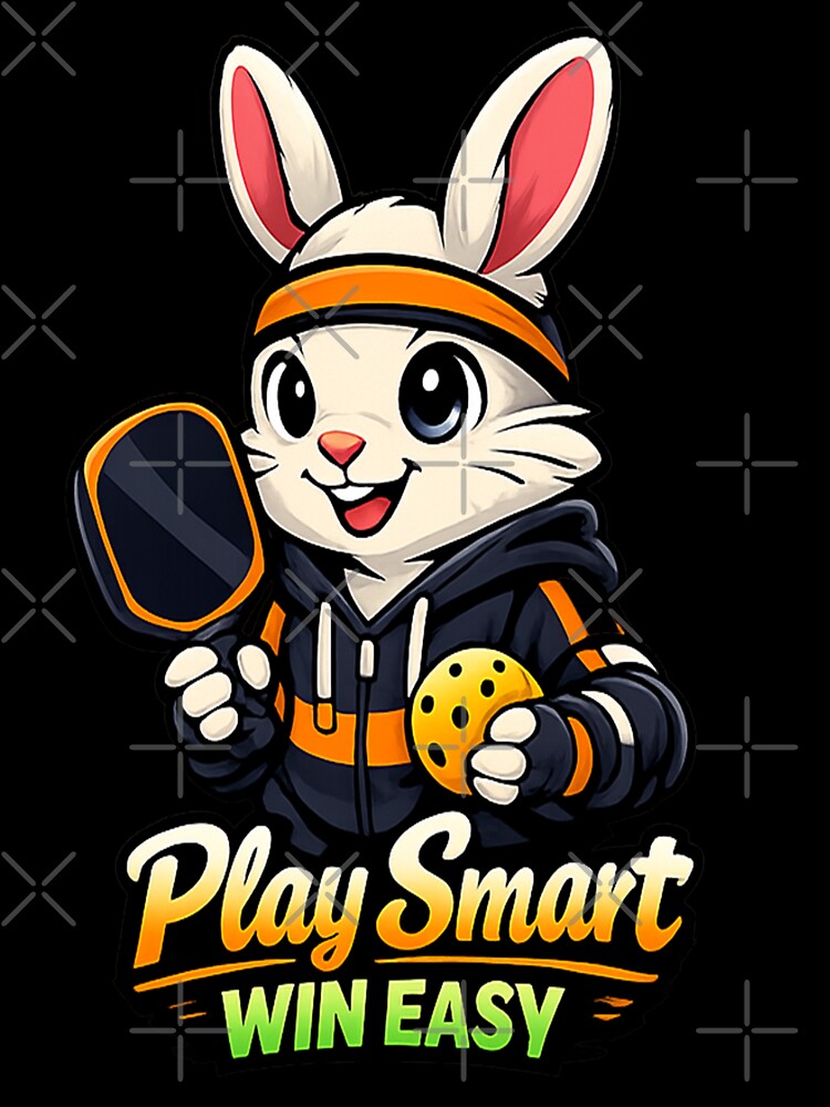 Play Smart Win Easy Rabbit Pickleball Neon Art by Xemora