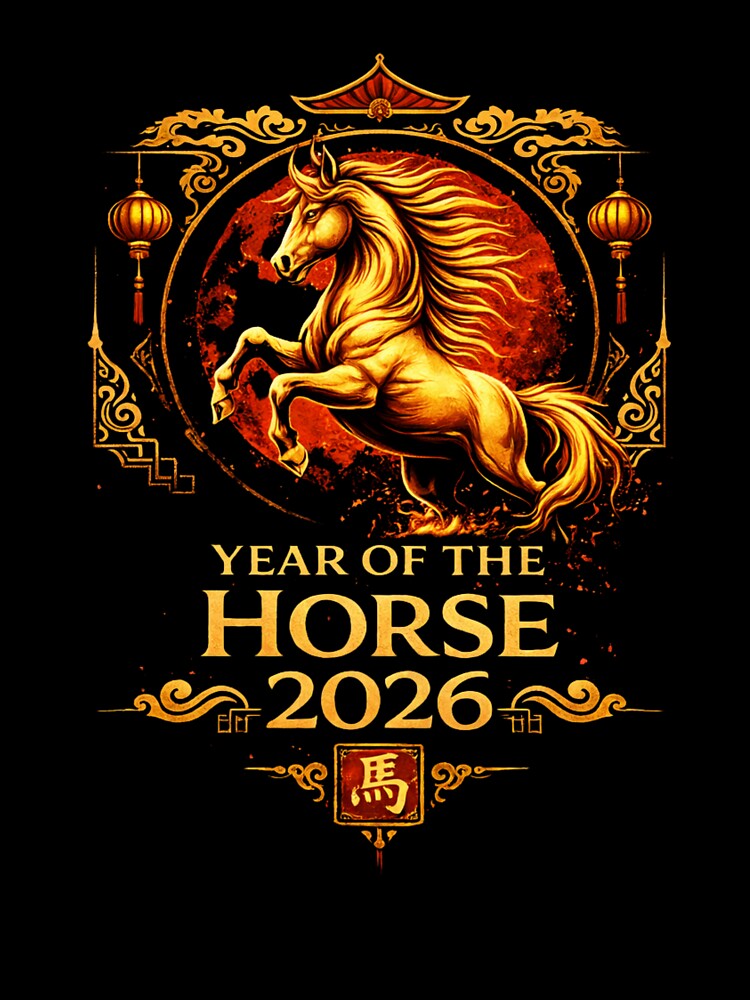 Year of the Horse 2026 Chinese New Year Shirt – Gold Zodiac Horse Lunar New Year Gift by smilup