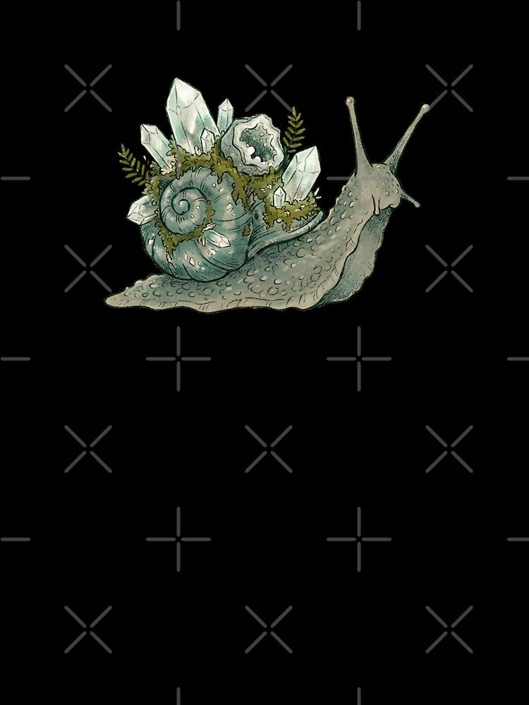 Magical Crystal Snail Goblincore Mossy Shell Art by Imaginationbeyond