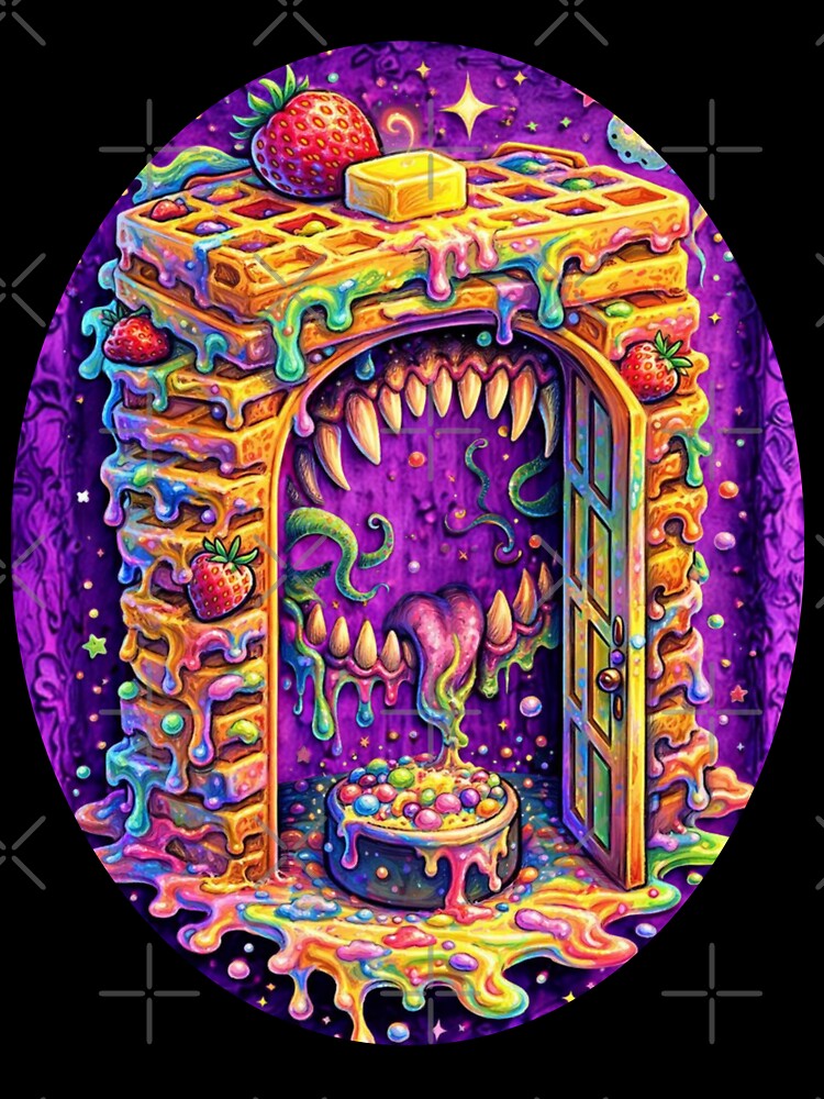 Psychedelic Waffle Portal – Surreal Trippy Breakfast Dimension Art by MeghannsMinimalMeals