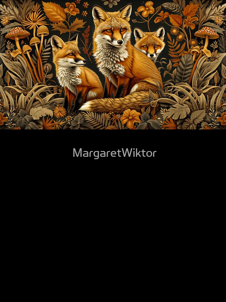 Cottagecore Fox Family in Enchanted Mushroom Forest by MargaretWiktor