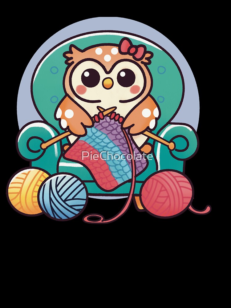 Knitting Owl in a Cozy Chair by PieChocolate
