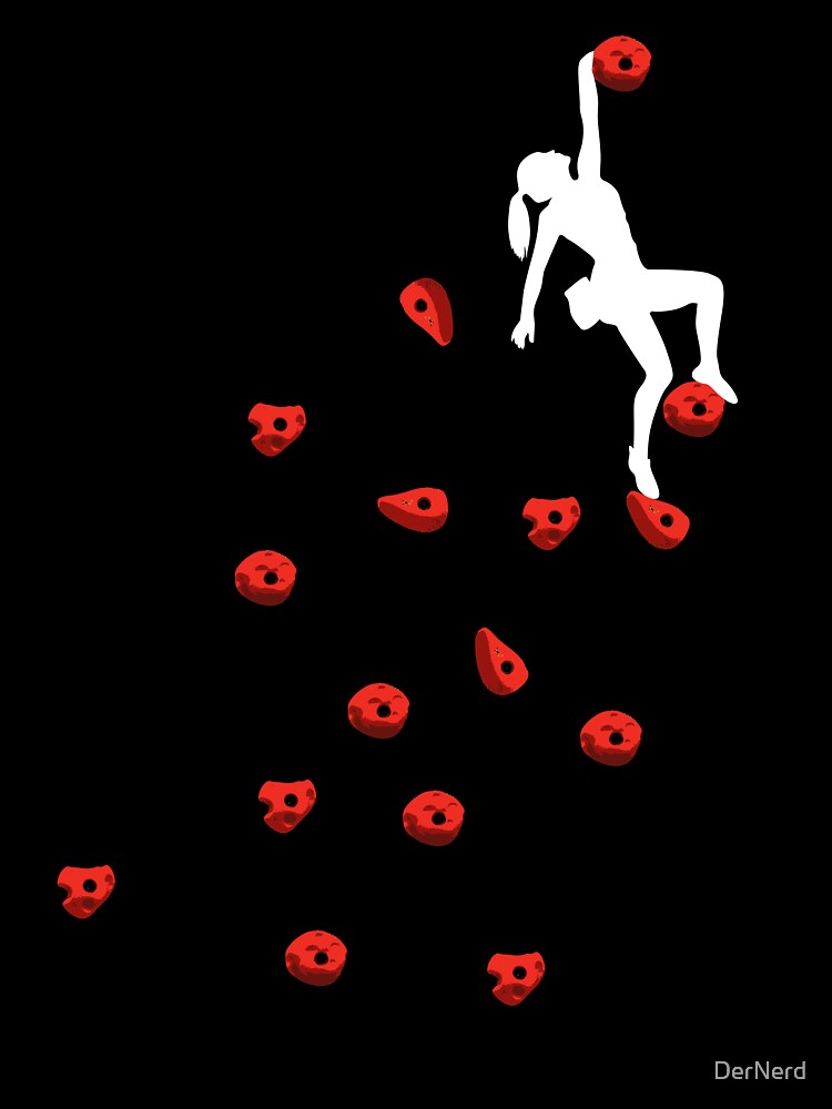 Bouldering climbing red boulder woman lady motif by DerNerd