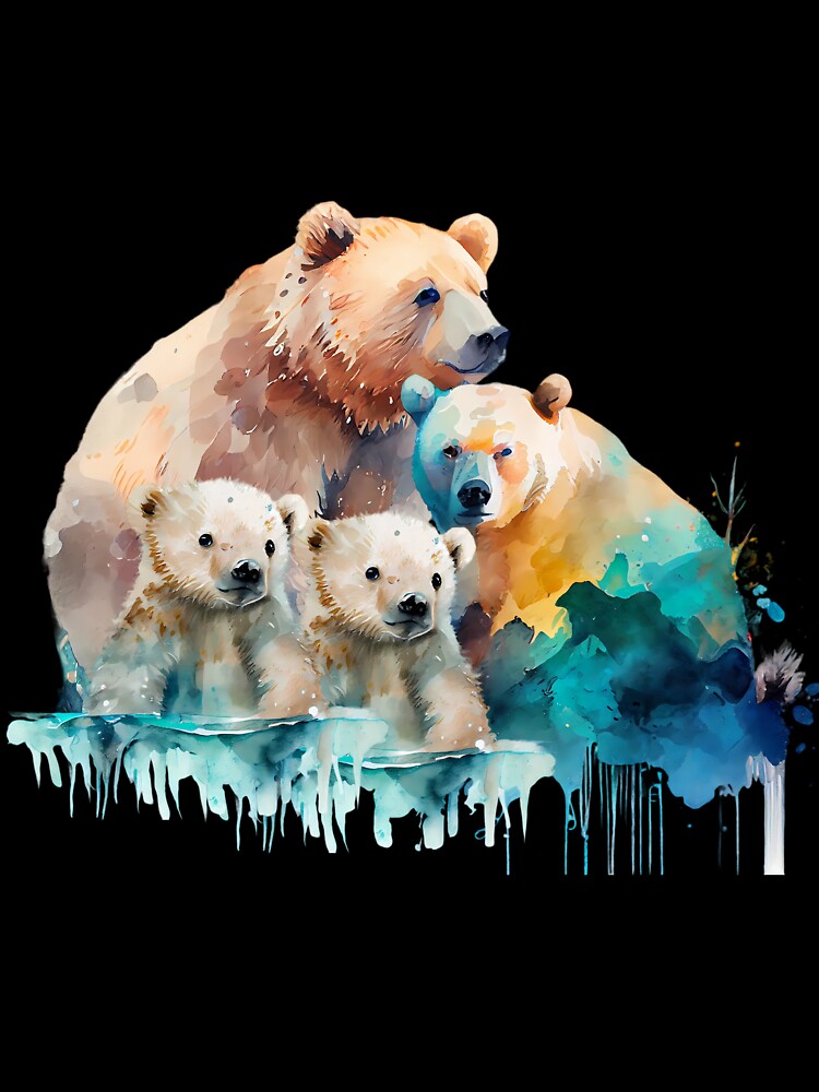 Polar Bear Family : Watercolour : Digital Illustration by MTJ-Mushrooms