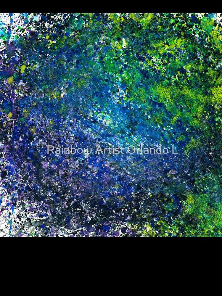 Our Earth Is Always Breathing #533 Original Hand-painted Abstract Painting Detail 2 In Blue Green Purple Earth Tones Inspired By Gaia Mother Nature Spring Summer Rainforest Aquatic Plants Boho Pattern by Rainbow Artist Orlando L