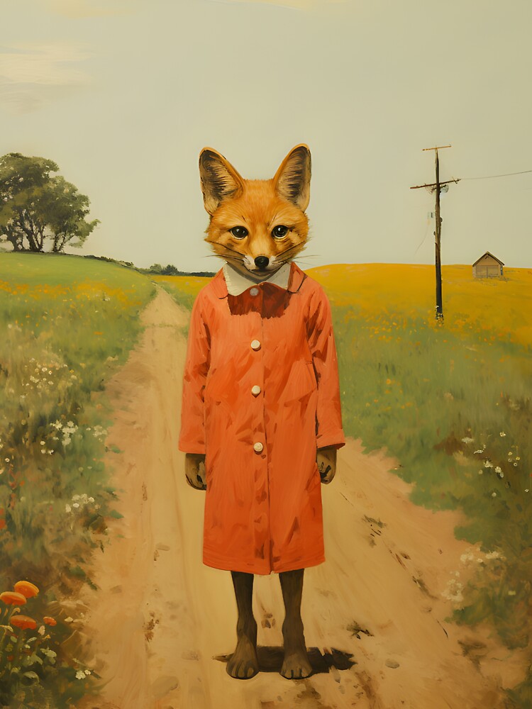 Quirky Country Fox Girl Vintage Collage | Retro Artwork by The Whimsical Homestead