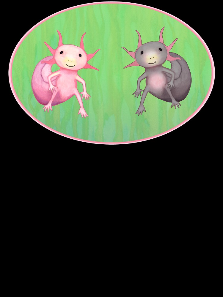 Cute Pair of Salamanders, Pink and Black Axolotl Salamanders by IridescentSea