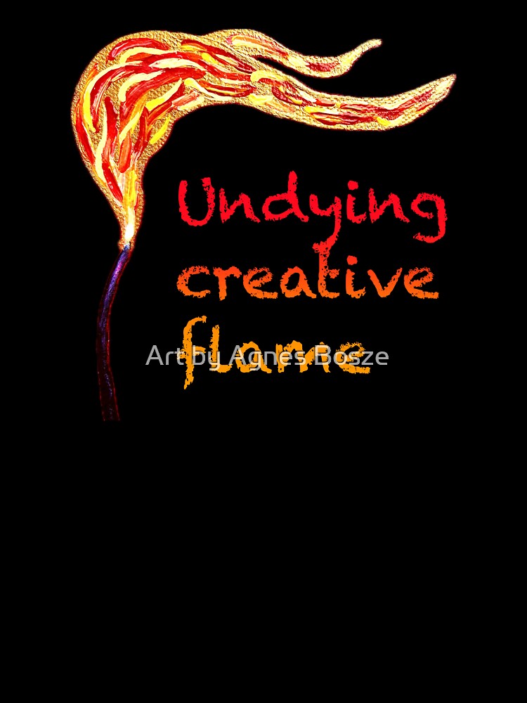 Undying Creative Flame, Original Canvas Painting Art Design by Art by Agnes Bosze