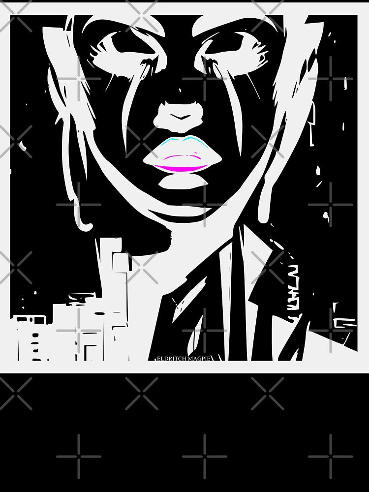 Tech Lips - Noir woman - Futuristic - minimalist -White version by EldritchMagpie