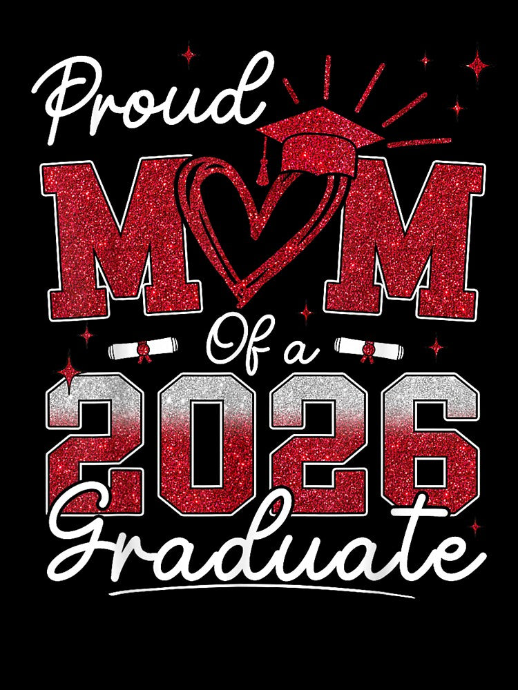 Proud Mom of A 2026 Graduate Senior Graduation Retro Design by kiralynstration