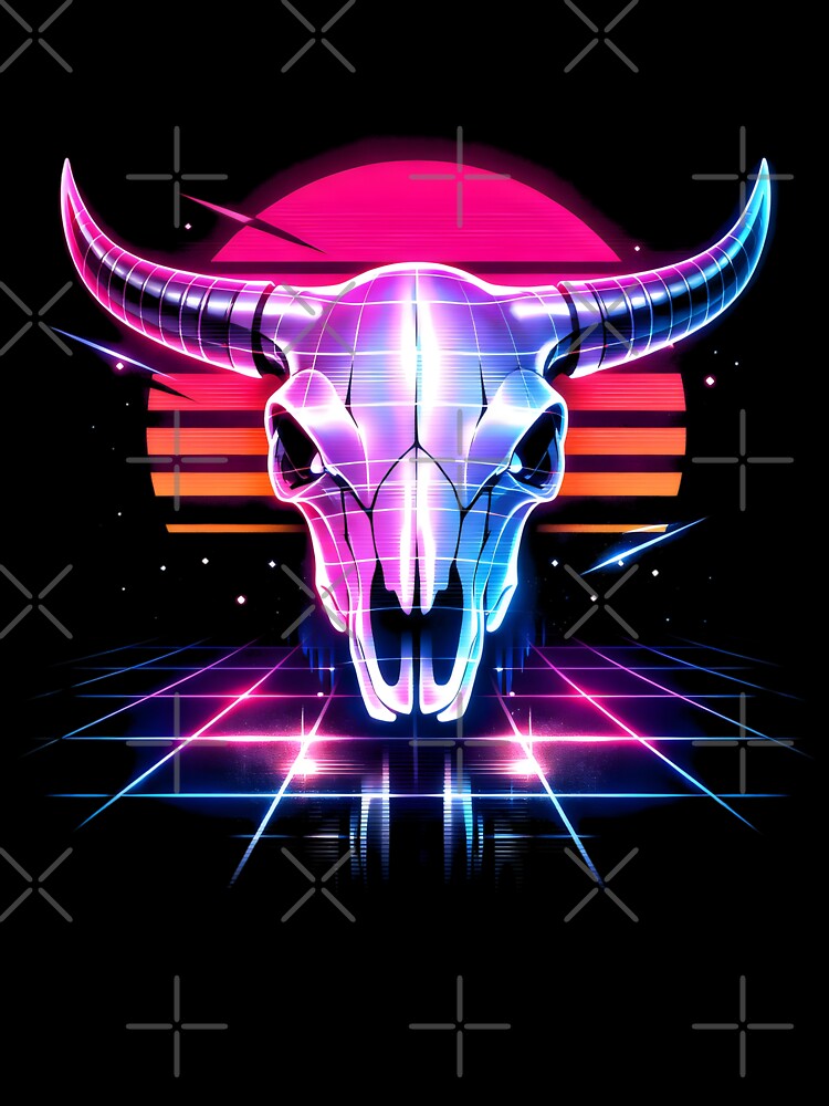 Synthwave Skull Retro Future Vaporwave Art by SplashTastic