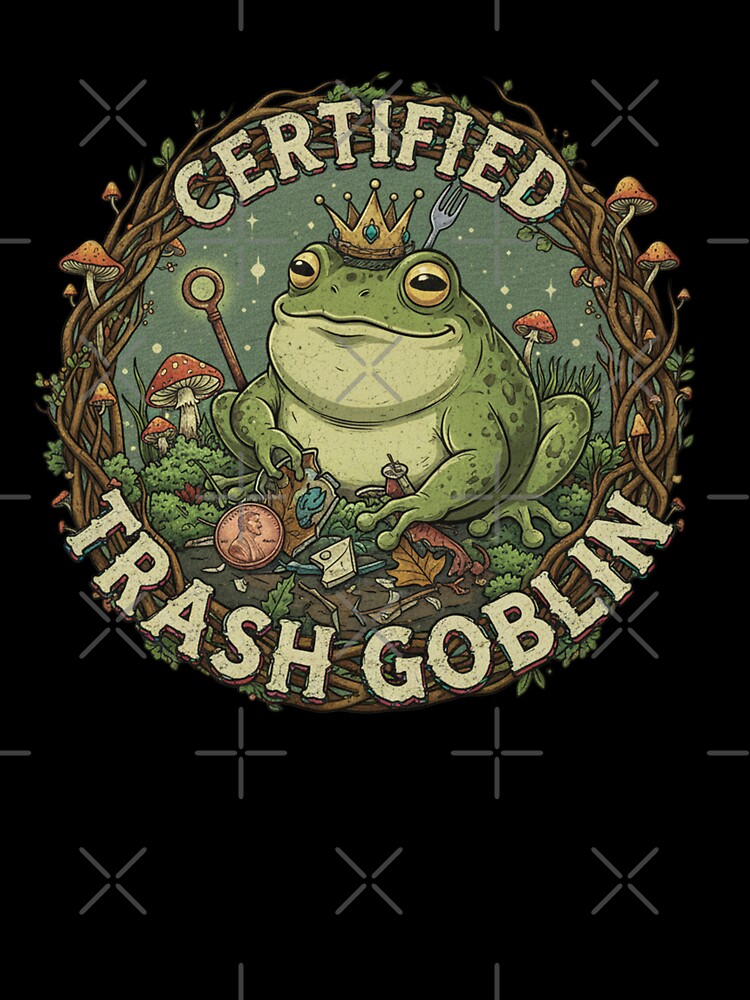 Vintage Certified Trash Goblin Frog King | Whimsical Goblincore Aesthetic Design by Adam 7ea