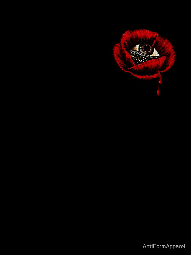 Dark Poppy Flower. Weirdcore, fake embroidery by AntiFormApparel
