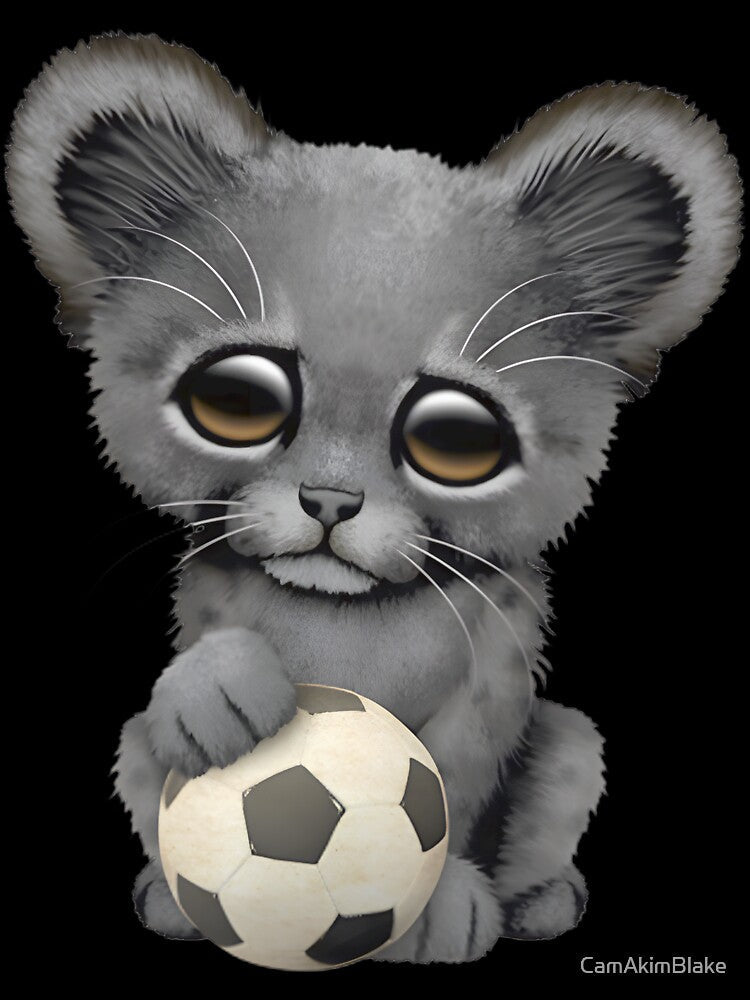 Cute Black Panther Cub With Soccer Ball, Merch By Amazon, Redbubble, Teepublic, Limited Edition, Pe by CamAkimBlake