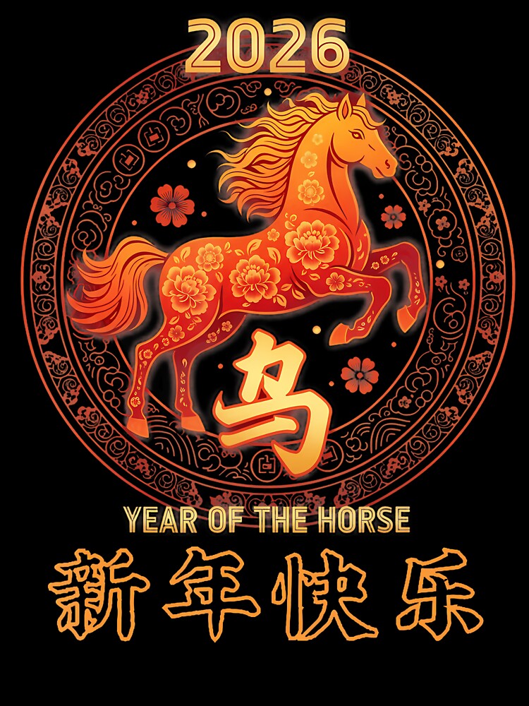 Chinese Zodiac Lunar New Year Of The Fire Horse 2026 by JeneMindy