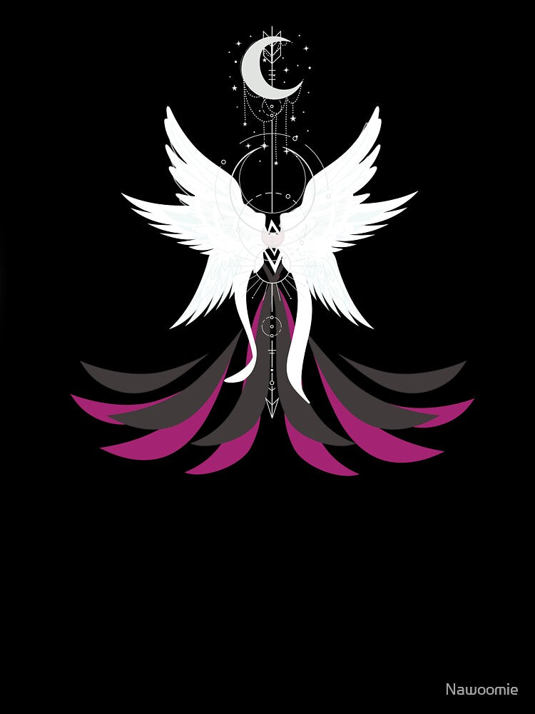 Moon Silhouette • Winged Bow & Flowing Hair • Ethereal Night Design by Nawoomie