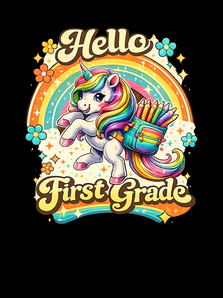 Hello 1st Grade Back to School Unicorn Teacher Kids Girls by QuiteOrbit