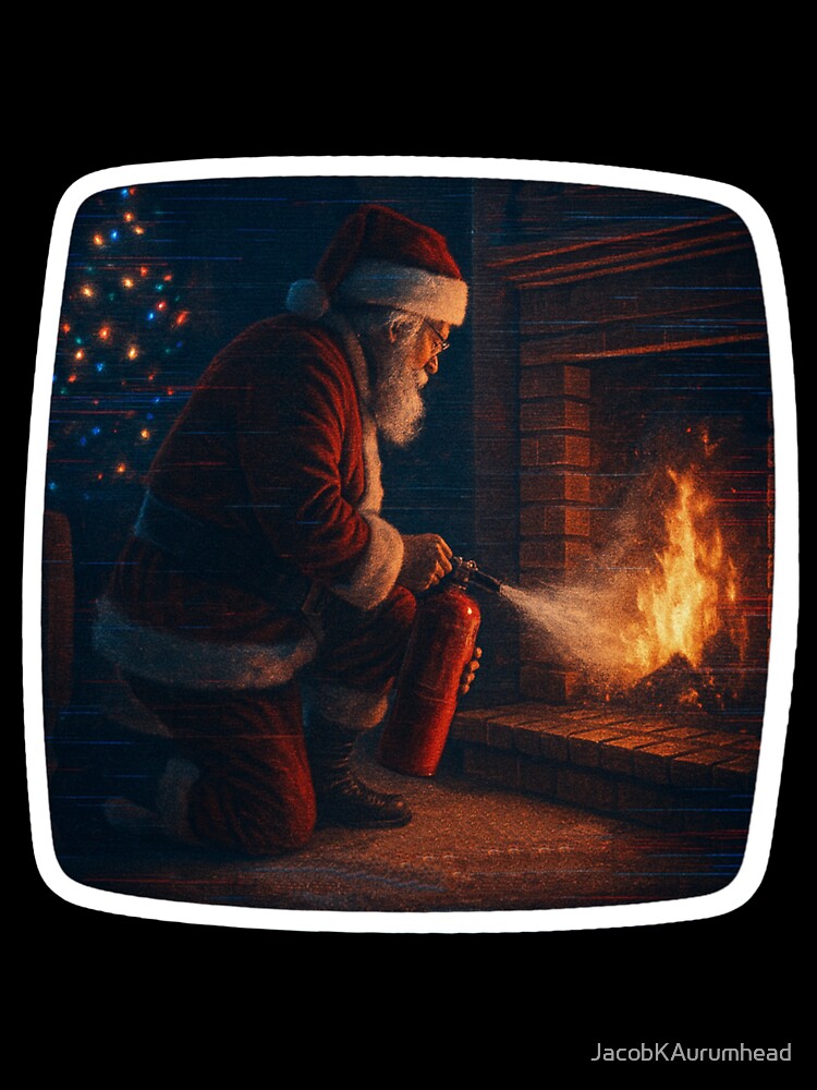 Glitched Xmas CRT – Santa by the Fireplace – Analog Glitch Nostalgia by JacobKAurumhead