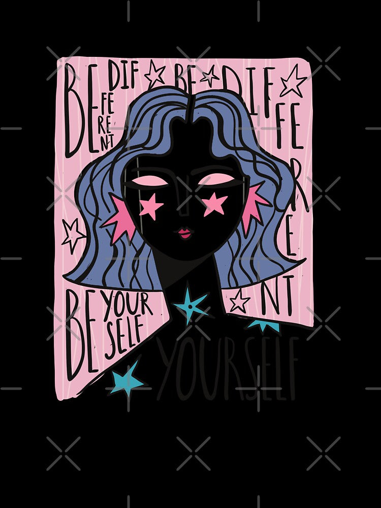 Be different Be yourself, Affirmation, Inspirational art, Motivational quotes, Woman art, 70s by KristinityArt