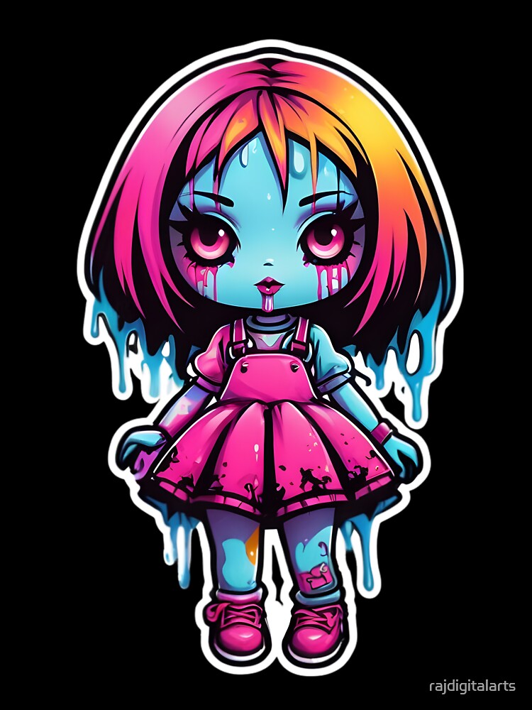 Creepy Gothic Girl Sticker by rajdigitalarts