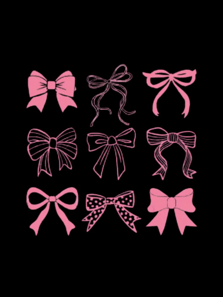 Cute Pink Bows T-Shirt & Sticker Pack - Aesthetic Coquette Style Design for Girls & Women by Colorful-Garden