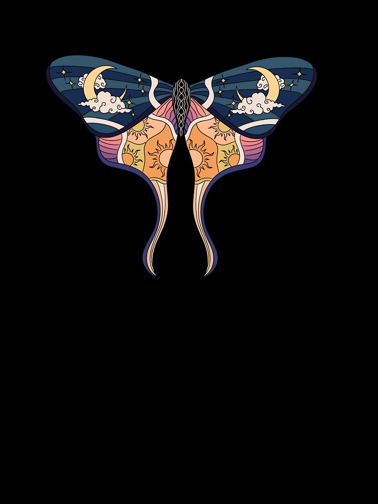 Colourful moth sun and moon celestial vibes by waltcrystal