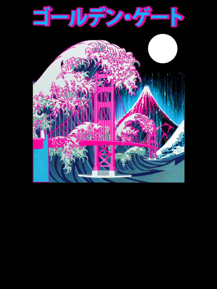 Vaporwave Aesthetic Art - Glitch Japan Golden Gate Bridge Mt. Fuji by Hitagivapor