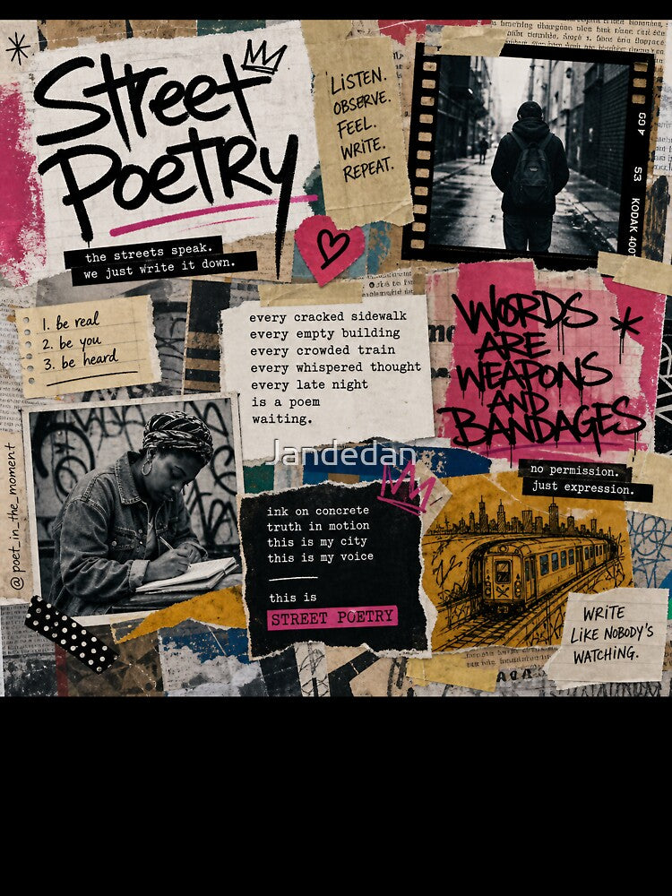 STREET POETRY — Mixed‑Media Collage Poster (Graffiti & Analog Ephemera) by Jandedan