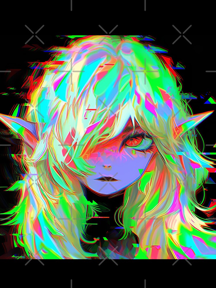Glitchcore Anime Elf Aesthetic by bubblegoth